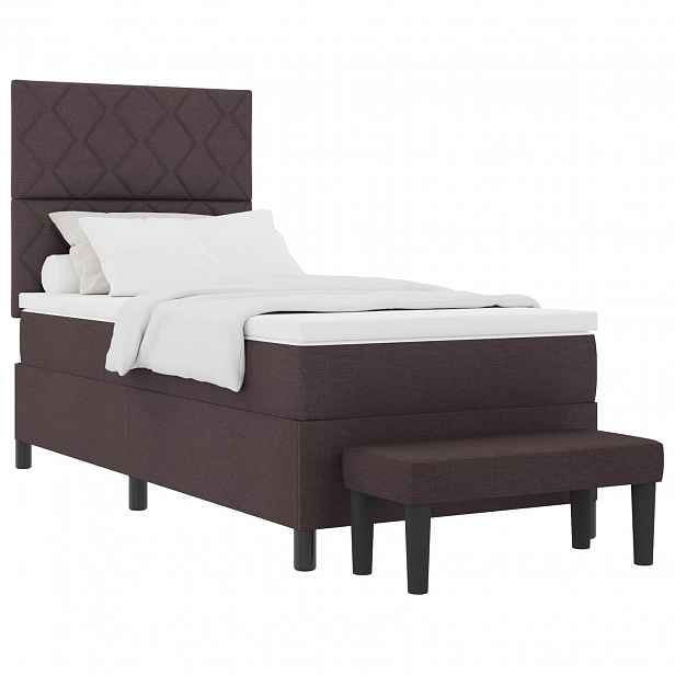 vidaXL Postel s boxspringem s polštářem Tmavě hnědá 90 x 190 cm textil