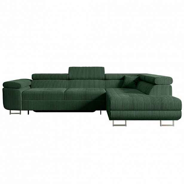 ALTDECOR ROHOVÁ SEDACÍ SOUPRAVA s funkcí lůžka a úložným prostorem GUSA-L 272x202x107 cm zelený manšestr