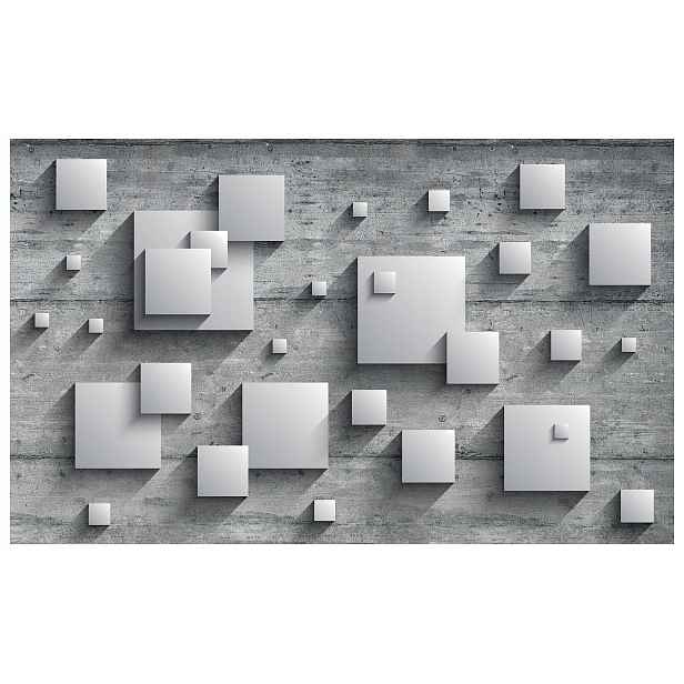 Fototapeta 3D Čtverce abstrakce geometrie šedá vinylová 416x254 lepidlo