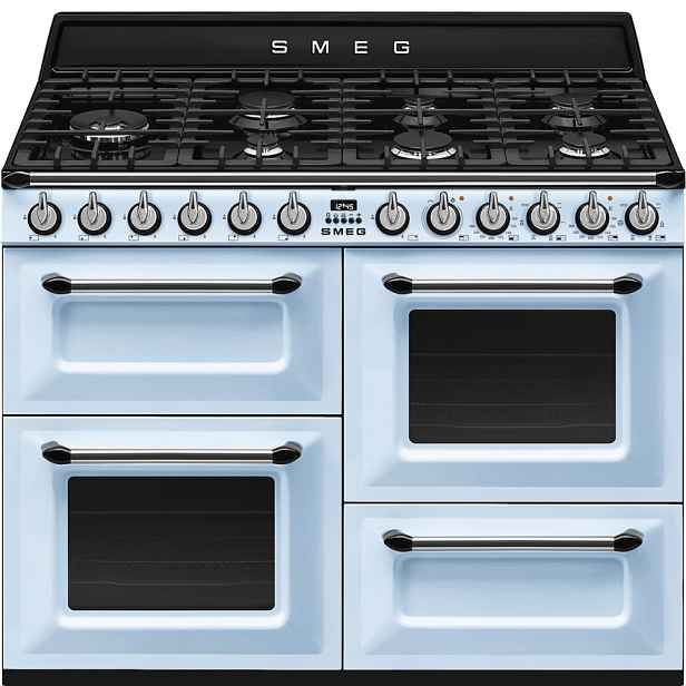 Smeg Varné centrum Victoria s plynovou varnou deskou a 3 troubami, 110 x 60 cm, TR4110, pastelově modrá TR4110AZ