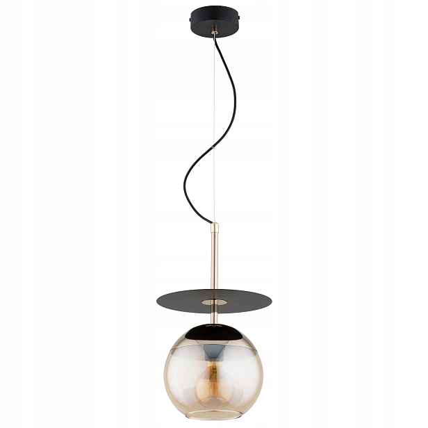 Alfa Qeency Alfa závěsná lampa loft černo-zlatá jantarová E27 IP20