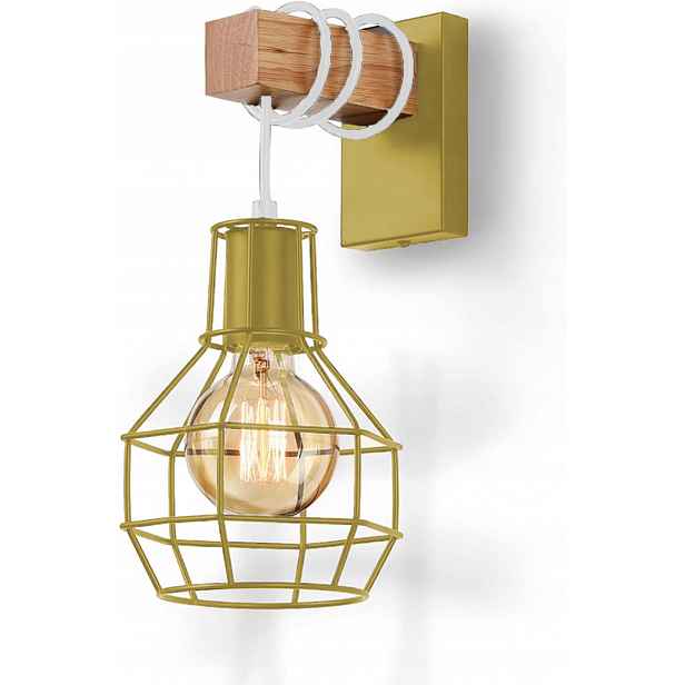Nástěnné svítidlo závěsné vintage lampa klec E27 zlatá