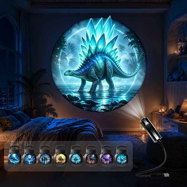 TEMU LED Náladové Noční Světlo s Fantazijním Dinosauřím - Jurský Dinosauří Projektorová Lampa, Rex, Zelený , Pterosaurus, atd., Vhodné jako