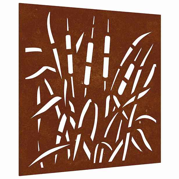 vidaXL Zahradní nástěnná dekorace 55 x 55 cm cortenová ocel Tráva