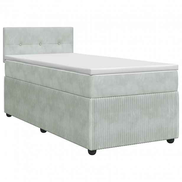 vidaXL Postel boxspring s matrací s čelo Světle šedá 90 x 190 cm Samet