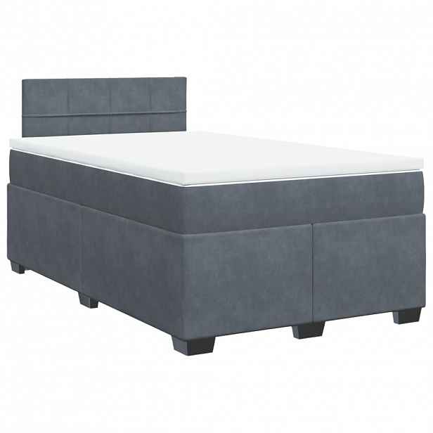 vidaXL Box spring postel s matrací tmavě šedý 120x190 cm samet