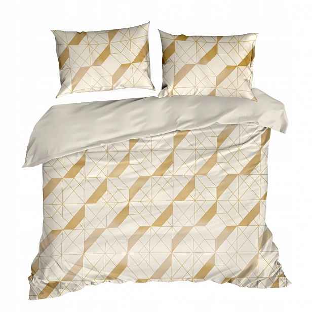 Povlečení Aggie 200x220 Design91 bílá zlatá geometrie