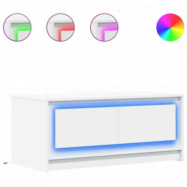 vidaXL Konferenční stolek s LED světly bílý kompozitní dřevo