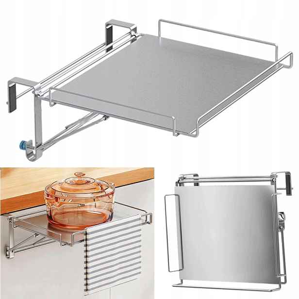 Věšák organizér kuchyňský závěsný stojan na dveře skříňky 30x28 cm Skládací