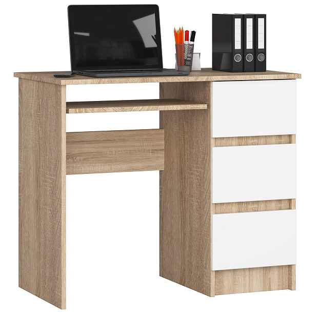 Ak furniture Psací stůl A-6 90 cm dub sonoma/bílý pravý