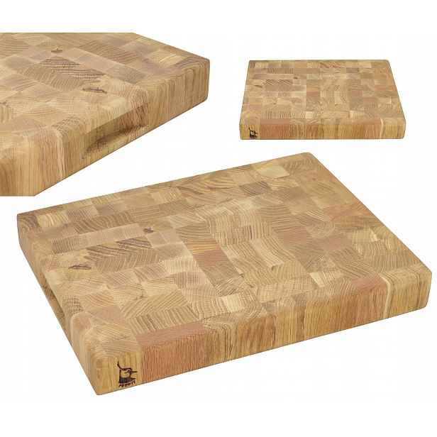 Krájecí deska Sztorcowa End Grain Blok dubová olejovaná 32x24x4 Logo