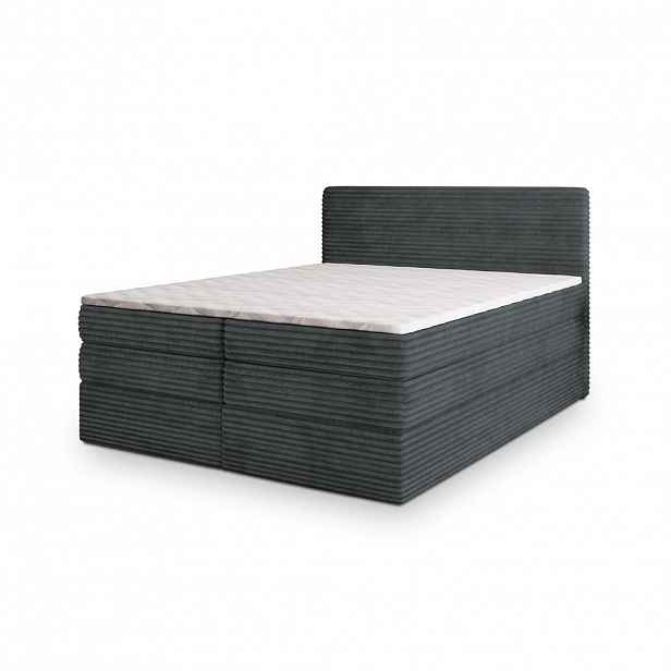 MASSENO POSTEL BOXSPRING LUNERA 140x200 cm, s matrací a úložným prostorem, šedá
