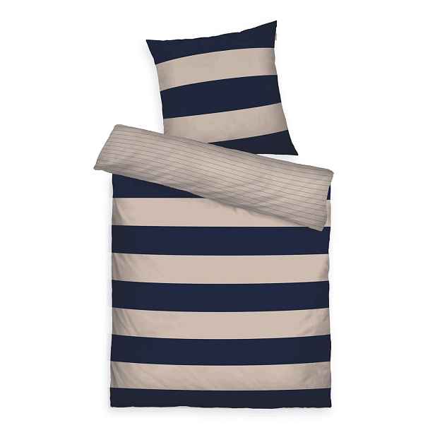 Povlečení Renforce Tom Tailor Bold Stripes 155x220/80x80 cm bavlna navy