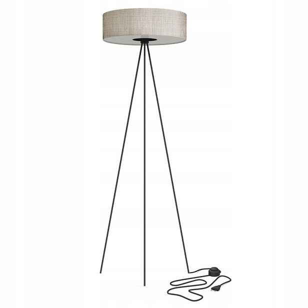 Šedá podlahová lampa Cadilac III je moderní vedle křesla Nowodvorski