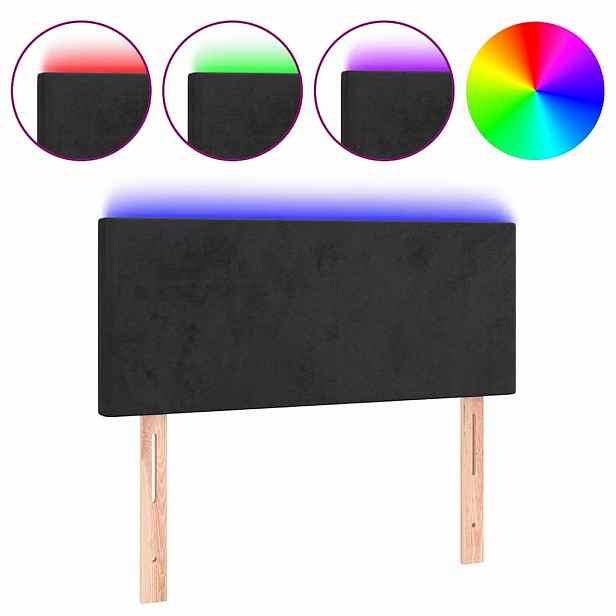 vidaXL Čelo postele s LED černé 90x5x78/88 cm samet