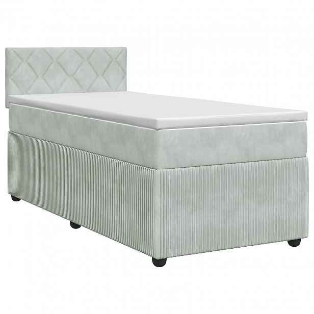 vidaXL Postel boxspring s matrací s čelo Světle šedá 90 x 190 cm Samet