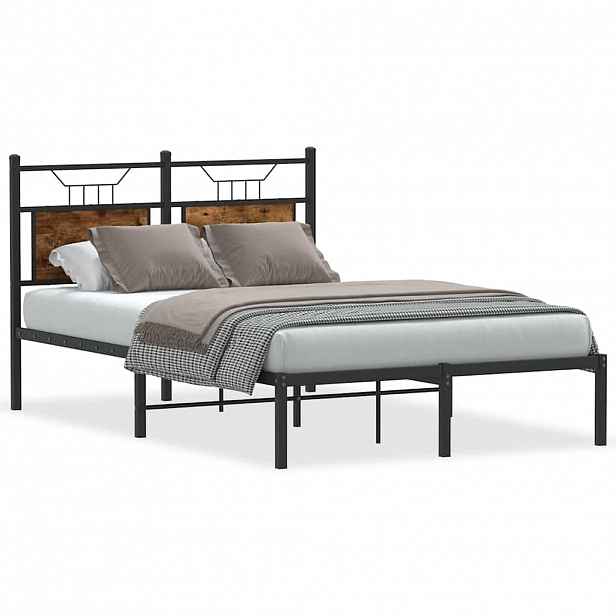 vidaXL Rám postele bez matrace kouřový dub 120x190 cm kompozitní dřevo