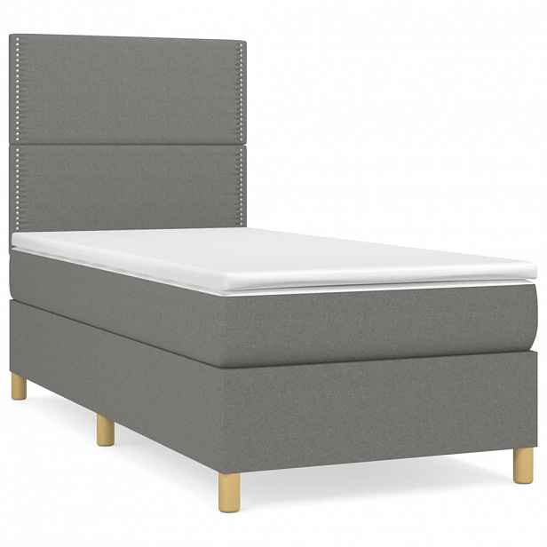 vidaXL Box spring postel s matrací tmavě šedá 90x190 cm textil