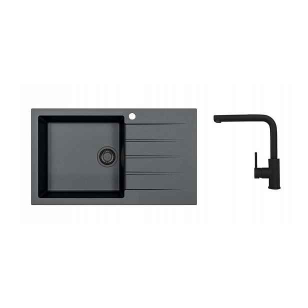 Alveus - Set dřezu Cadit 40 a baterie Zeos-P, deep black SETA25630