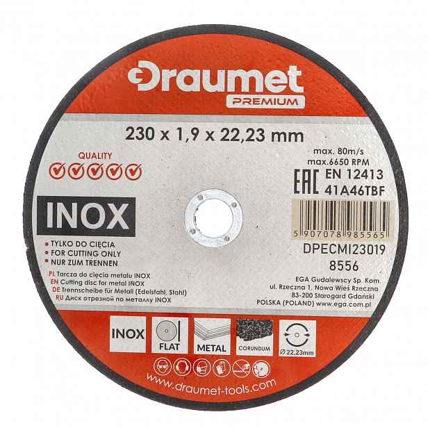 Draumet Premium kotouč na řezání kovu Inox 230x1,9 mm 100 ks