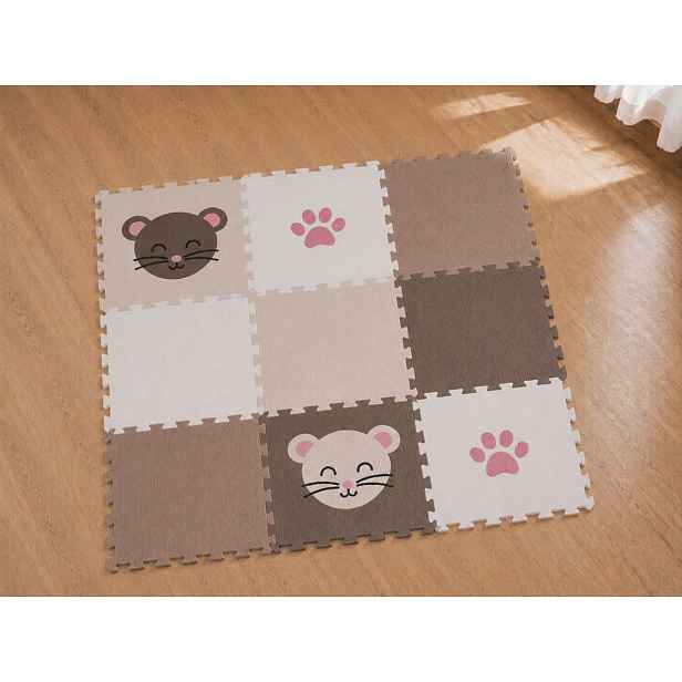 Pěnová puzzle podlaha na hraní do dětského pokoje MYŠKA A TLAPKA 9 dílů