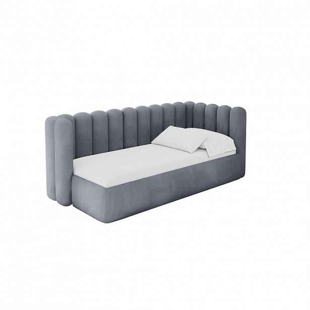 ALTDECOR JEDNOLŮŽKOVÁ POSTEL pro mládež s úložným prostorem, vlevo - HUGY 80x200 šedá
