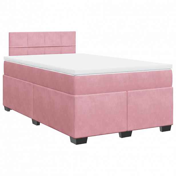 vidaXL Box spring postel s matrací růžová 120x190 cm samet