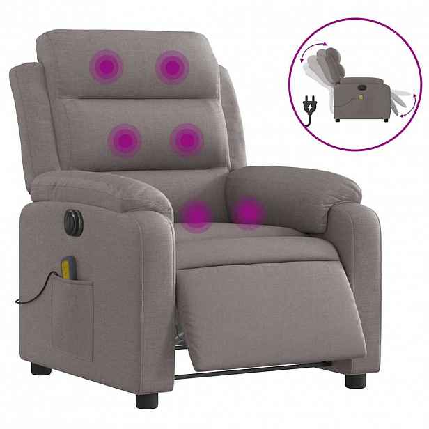 vidaXL Elektrické masážní polohovací křeslo taupe textil