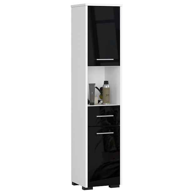 Ak furniture Koupelnová skříňka Fin II 30 cm bílá/černá lesk