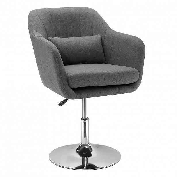 OKWISH KANCELÁŘSKÁ židle 60/60/79-91 cm tmavě šedá z polyesteru s nastavitelnou výškou a otočením o 360°