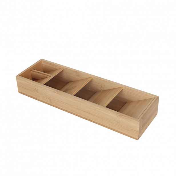 Relaxdays PŘÍBOROVNÍK Přírodní bambus 5 přihrádek 40x12 cm