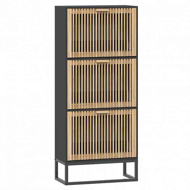 vidaXL Botník černý 52 x 25 x 120 cm kompozitní dřevo