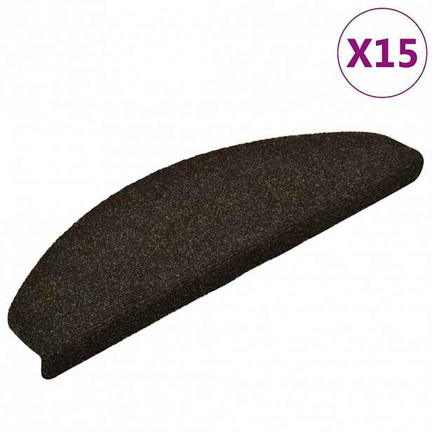 vidaXL Schodové rohože samolepicí 15 ks 65 x 21 x 4 cm tmavě hnědé, půlkulaté, velké