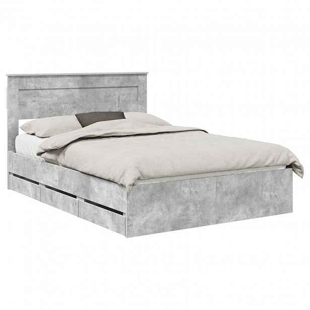 vidaXL Rám postele s čelo Betonově šedá 150 x 200 cm Inženýrské dřevo