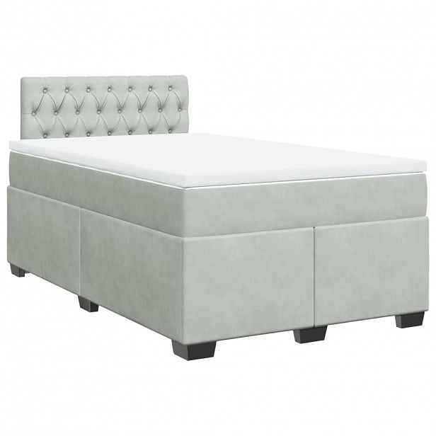 vidaXL Box spring postel s matrací světle šedá 120x190 cm samet