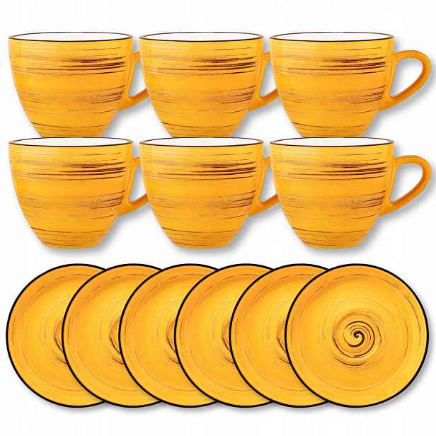 Sada 6 šálků s podšálkem na kávu žluté Porcelán 300 ml Wilmax