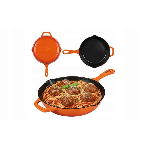 Smaltovaná litinová pánev 26 cm oranžová DR10 Indukce Trouba Gaz