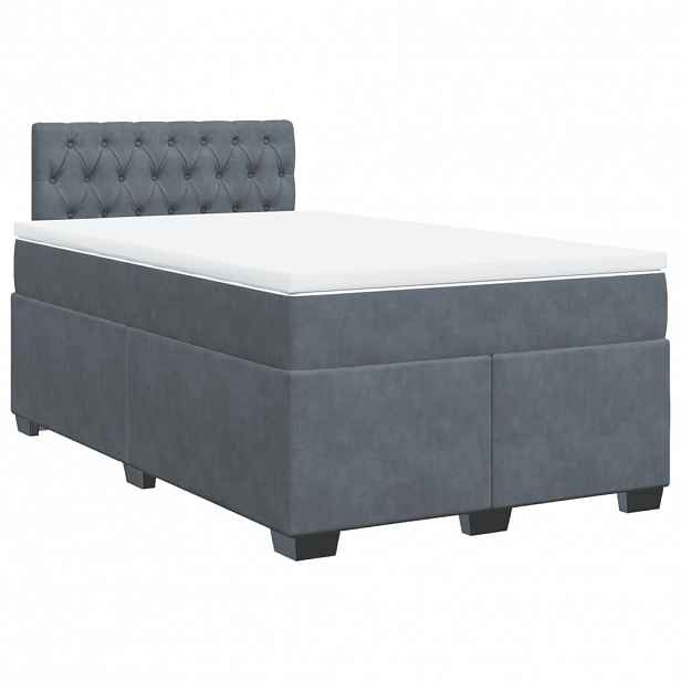 vidaXL Box spring postel s matrací tmavě šedý 120x190 cm samet