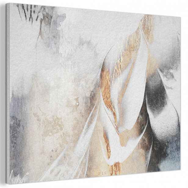 MuchoWow AKUSTICKÝ obraz Luxusní - abstraktní - zlatá - bílá 80x60 cm