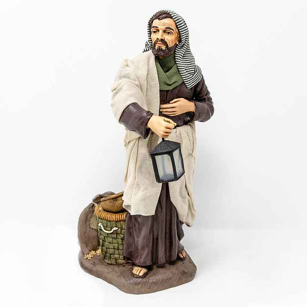 Włoska Pohyblivá Figurka Do Betlému „sv. Josef, Stojící“ Pro Postavy O Výšce 30 CM