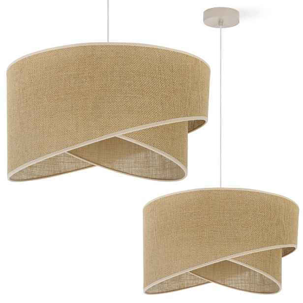Závěsná Stropní Lampa Lustr S Jutovým Stínidlem Boho Béžová Do Obývacího Pokoje 1XE27