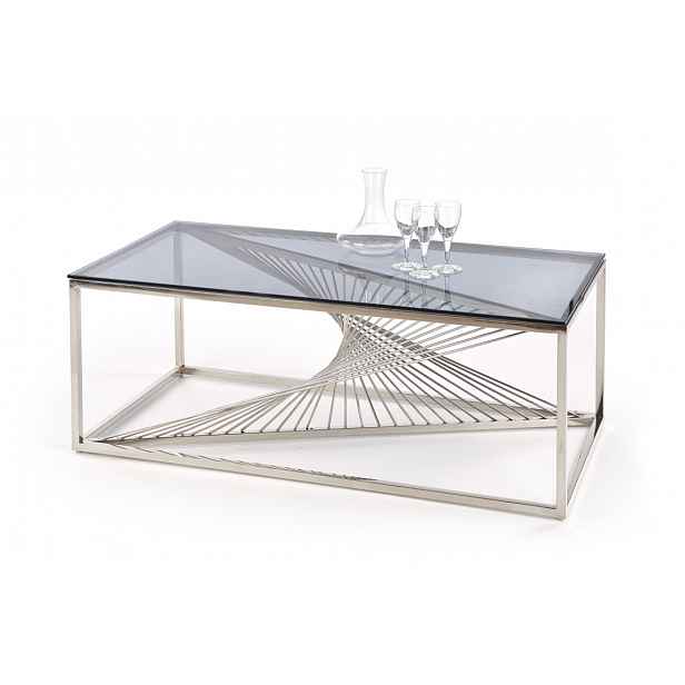 Konferenční stolek INFINITY, kouřové sklo/stříbrná