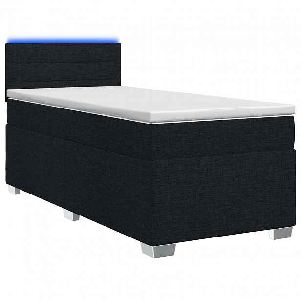 vidaXL Box spring postel s matrací a LED Černá 80 x 200 cm Textil