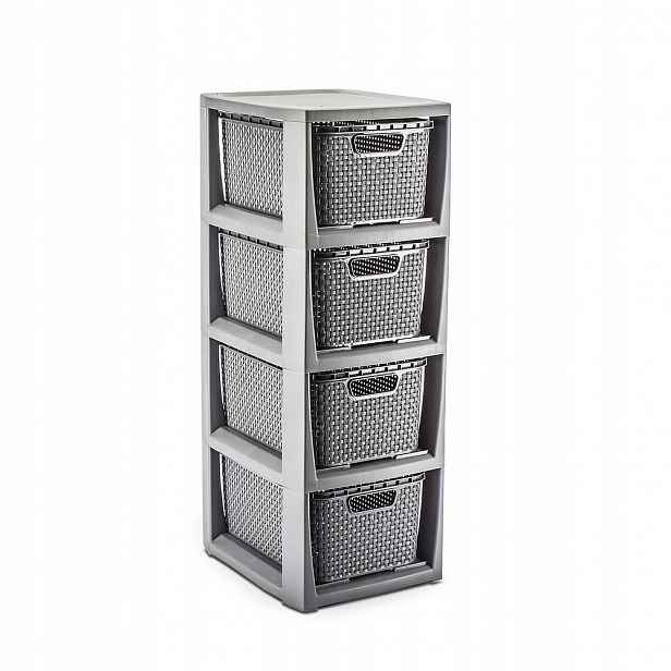 Komoda Rattan 4 košíky antracit
