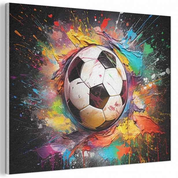 MuchoWow AKUSTICKÝ obraz Fotbal - barva - barvy - černá - bílá 100x70 cm