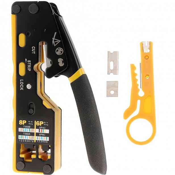 TEMU Krimpovací nástroj RJ45, krimpovací nástroj pro Ethernet, je použit pro standardy RJ11/RJ12, pro 8P RJ45 , Cat5E, CAT6, Cat6A