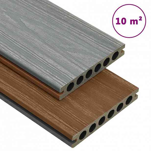 vidaXL Terasová prkna WPC s příslušenstvím hnědá a šedá 10 m² 2,2 m