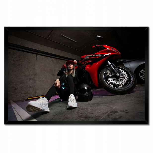 Plakáty v rámu 60x40 Červený motocyklový závodník