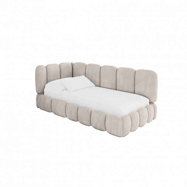 ALTDECOR JEDNOLŮŽKOVÁ POSTEL pro mládež s úložným prostorem a matrací H3/H4, vpravo - AVRY 100x200 béžová