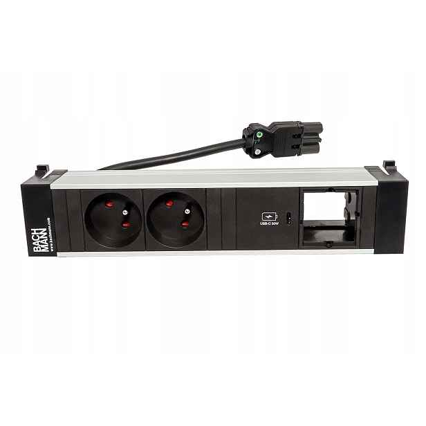 Bachmann Power FRAME,box pro 4 moduly,2x zás. CZ,zdroj 30W(USB C), 1x volné